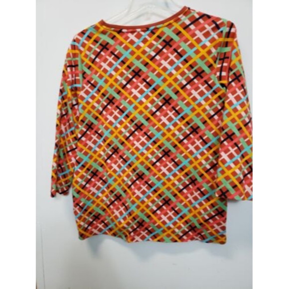Kim Rogers 3/4 Sleeve multicolored diamond print cotton  pullover - Picture 6 of 6